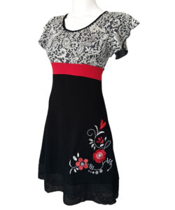 Alternative view of Vestido Sueño negro rojo brocado