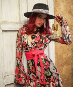 Alternative view of Vestido Dora Olanes flores naranjas