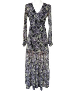 Vestido Denhi Largo negro flor de liz