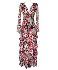 Vestido Dora Olanes flores naranjas