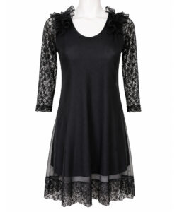Vestido Simona Escarolas mesh negro