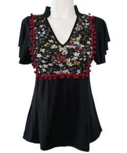 Blusa Toscana negro florecitas