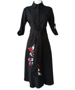 Vestido Camisero Miel negro corazones