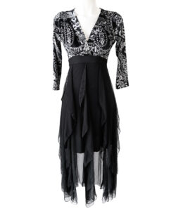 Vestido Dora Olanes Verticales terciopelo ngo bco