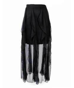 Falda Olanes Verticales negro mesh