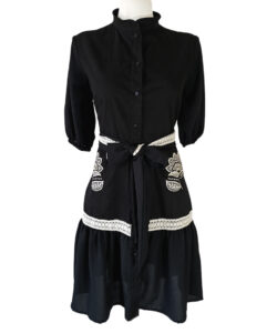 Vestido Camisero Talavera negro bolillo bord
