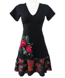Vestido Simona Cenefa negro rosas