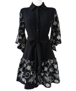 Vestido Camisero Talavera negro bordado