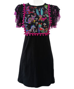 Vestido Toscana Corto alebrijes negro