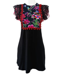 Vestido Toscana Corto negro colibrí