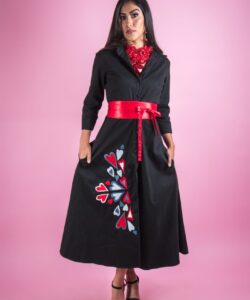 Alternative view of Vestido Camisero Miel negro corazones
