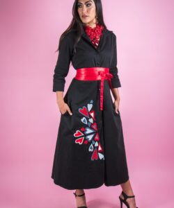 Vestido Camisero Miel negro corazones