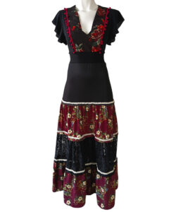 Vestido Denhi Olanes negro rosas