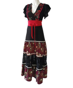 Alternative view of Vestido Denhi Olanes negro rosas