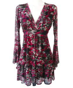Vestido Dora Sexy mesh rojo gris manchas