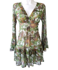 Vestido Dora Sexy mesh verde manchas