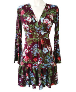 Vestido Dora Sexy vino flores azul