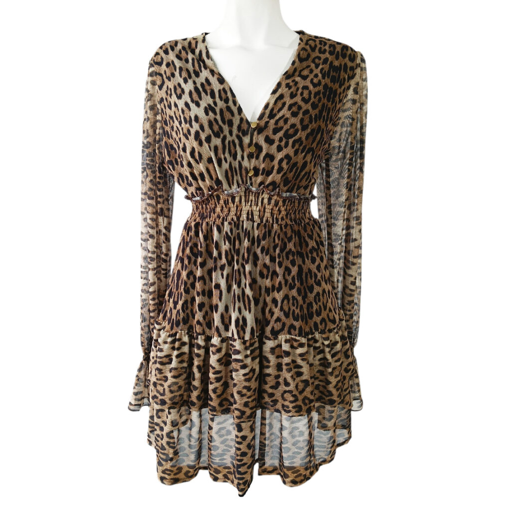 Vestido Australia Corto mesh leopardo