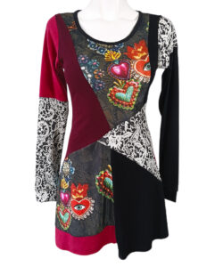 Vestido Berlin vino negro corazones