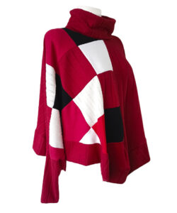 Alternative view of Poncho Karma Unitalla rojo patchwork
